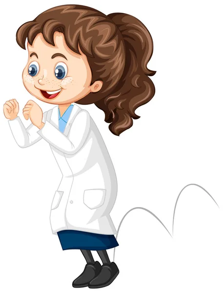 Girl in science gown jumping on isolated background — 스톡 벡터