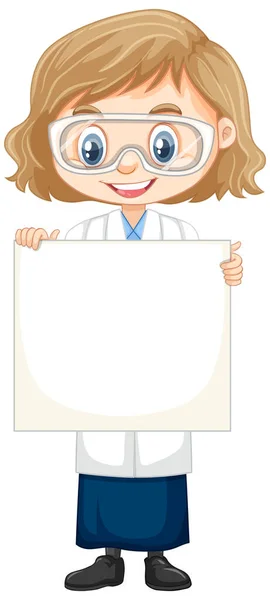 Chica con pizarra blanca sobre fondo blanco — Vector de stock