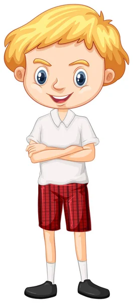 Un niño feliz en pantalones cortos rojos — Archivo Imágenes Vectoriales