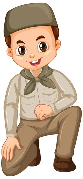 Muslim boy in safari outfit on isolated background — Stock Vector