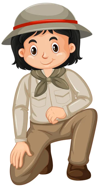 Girl in safari costume on white background — Stock Vector