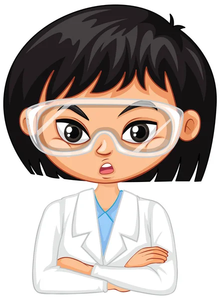 Girl with goggles and gown on white background — Stock Vector