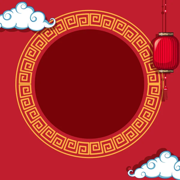 Cadre rond sur fond de motif chinois — Image vectorielle