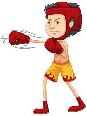 Beyaz arka planda boks yapan bir sporcu