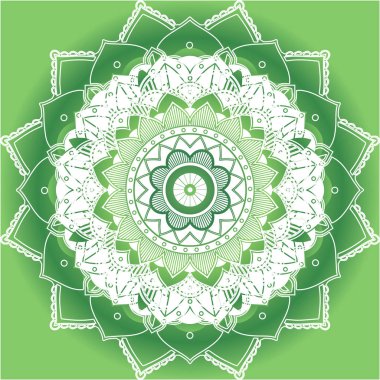 Yeşil arkaplanda mandala desenleri