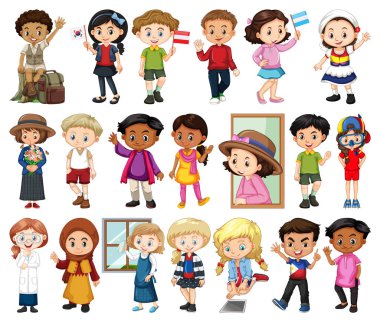 Beyaz Ba 'da farklı aktiviteler yapan büyük bir grup kız ve erkek.