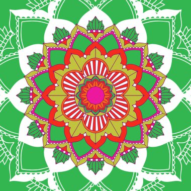 Yeşil arkaplanda mandala desenleri