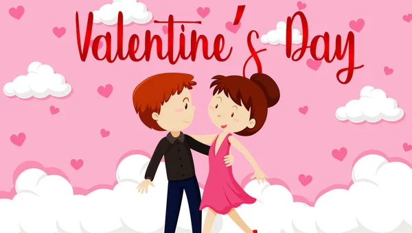 Tema San Valentino con coppia d'amore — Vettoriale Stock