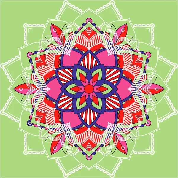 Modèles de mandala sur fond vert — Image vectorielle
