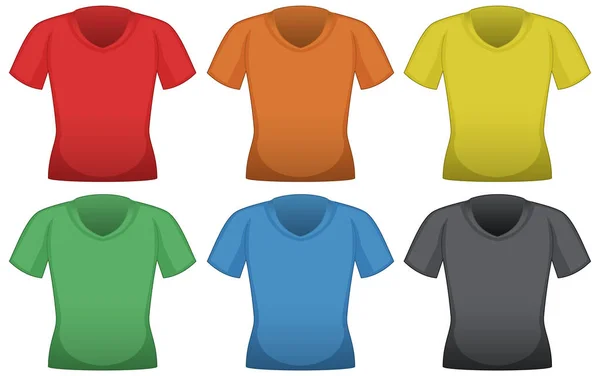 T-Shirts in sechs verschiedenen Farben — Stockvektor