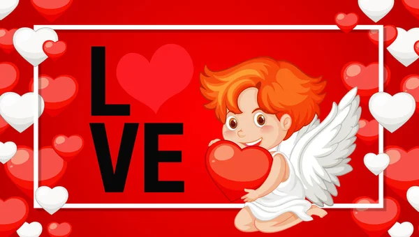 Valentine theme with cupid and red hearts — Stock Vector