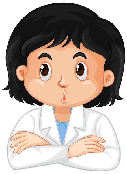 Girl in science gown on white background — Stock Vector