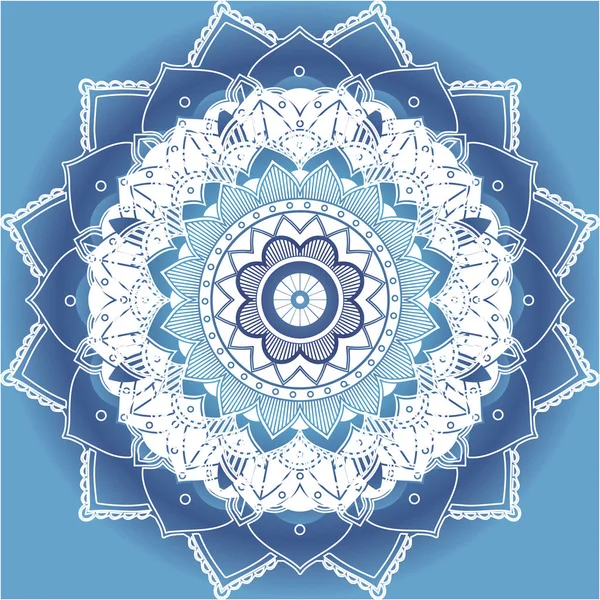 Mandala-Muster auf blauem Hintergrund — Stockvektor