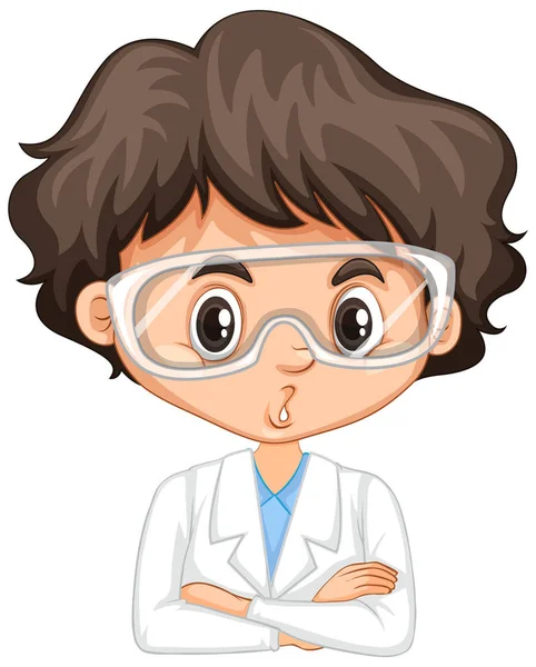 Boy in science gown on white background - Stok Vektor