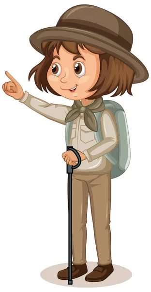 Girl in scout uniform on isolated background — Stock Vector