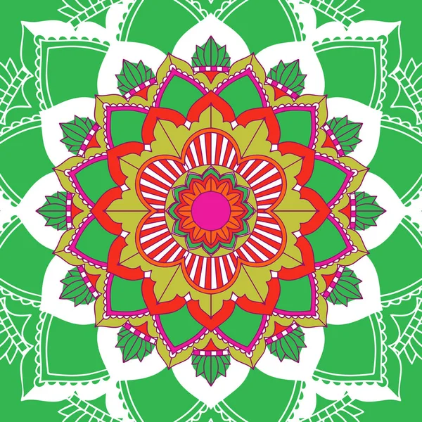 Modèles de mandala sur fond vert — Image vectorielle