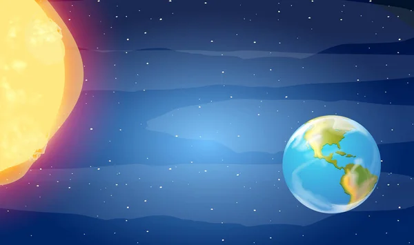 太空中的地球和太阳 — 图库矢量图片