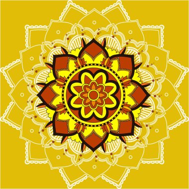 Sarı arkaplanda mandala desenleri