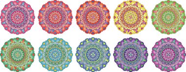 Beyaz arkaplanda mandala desenleri