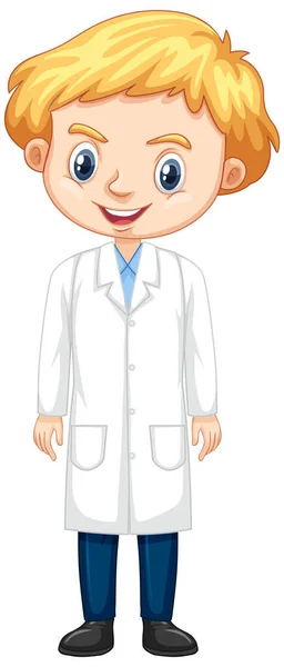 Boy in science gown on white background — Stock Vector