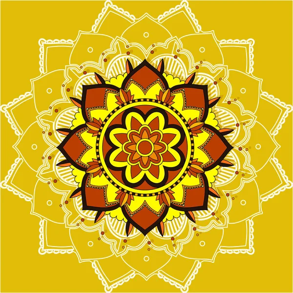 Patrones de mandala sobre fondo amarillo — Archivo Imágenes Vectoriales