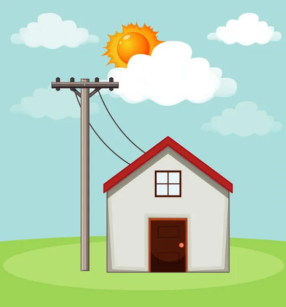 Diagramma che mostra come funziona la cella solare a casa — Vettoriale Stock