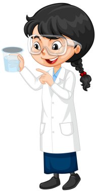 Beyaz arka planda bilim elbisesi giyen kız.