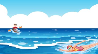 Denizde su sporu yapan atletlerin sahne arkası.