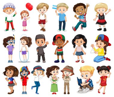 Beyaz Ba 'da farklı aktiviteler yapan büyük bir grup kız ve erkek.