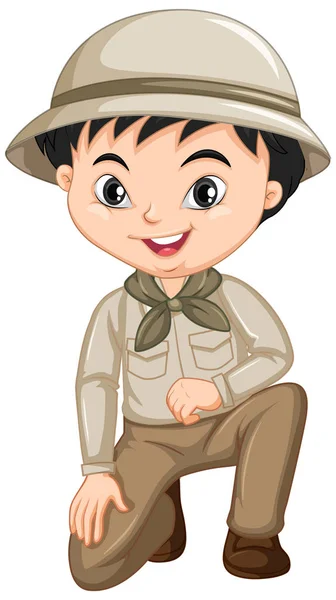 Boy in safari outfit on isolated background — Stock Vector