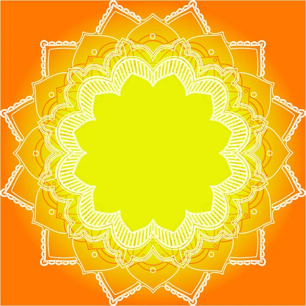 Mandala mönster på orange bakgrund — Stock vektor