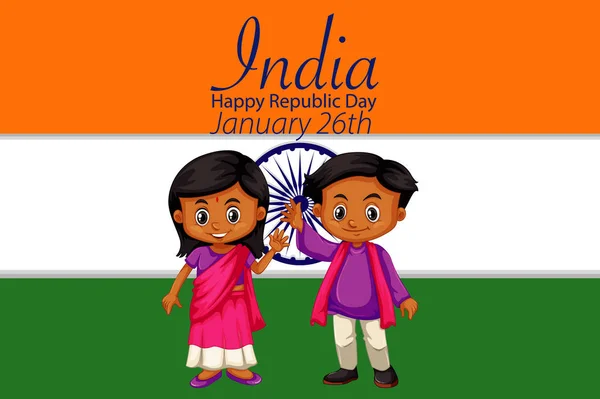 Індійський дизайн постеру з двома щасливими дітьми. — стоковий вектор