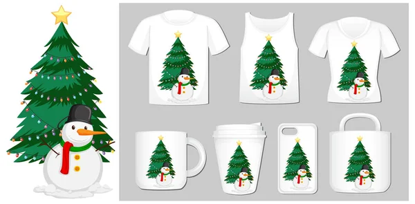 Christmas theme with snowman on product templates — ストックベクタ