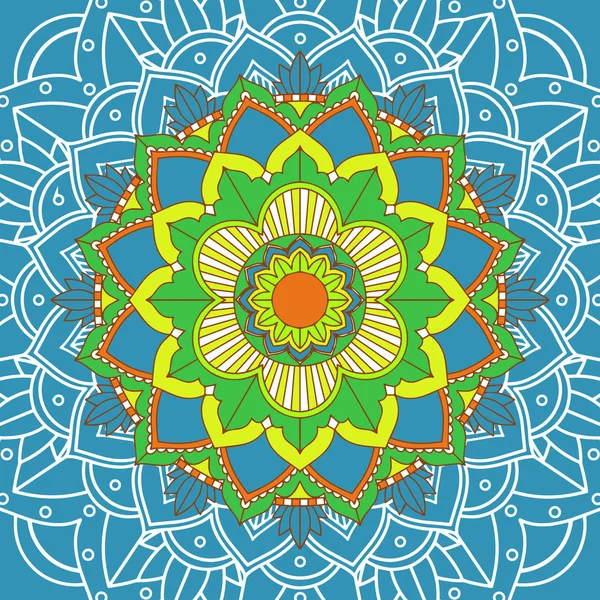 Mandala-Muster auf blauer Farbe — Stockvektor