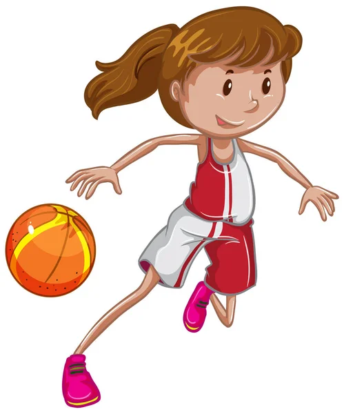 Atleta jugando baloncesto sobre fondo blanco — Vector de stock