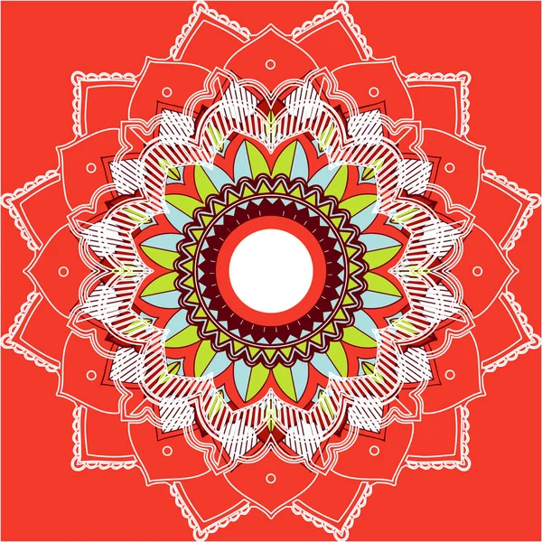 Modèles de mandala sur fond rouge — Image vectorielle