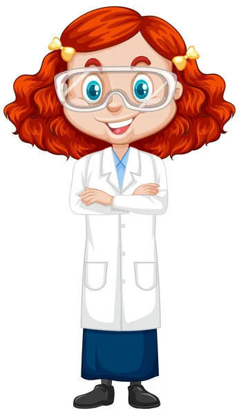 Dziewczyna w sukni naukowej na białym tle — Wektor stockowy