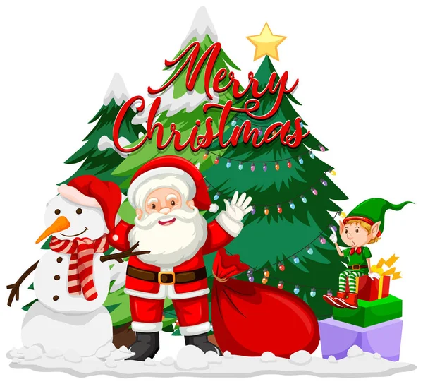 Weihnachtsthema mit Weihnachtsmann und Elfe — Stockvektor