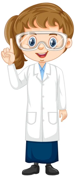 Girl in science gown on white background — Stock Vector
