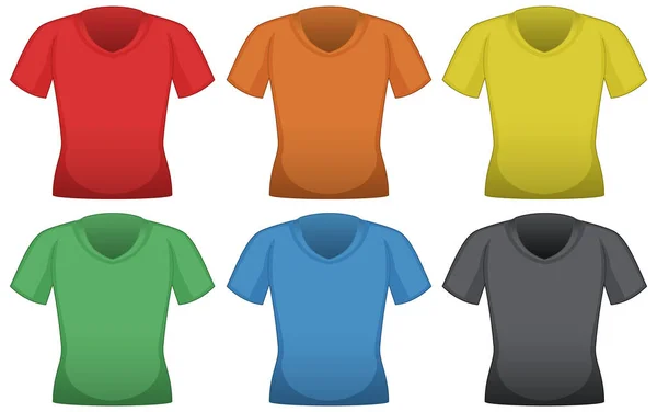 Camisetas en seis colores diferentes — Archivo Imágenes Vectoriales