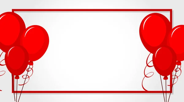 Tema Valentine con globos rojos alrededor del marco — Vector de stock