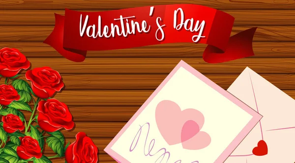 Thème Saint-Valentin avec lettres d'amour et roses — Image vectorielle