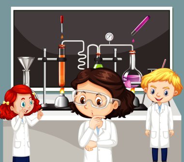 Fen öğrencilerinin laboratuvar yaptıkları sınıf sahnesi.