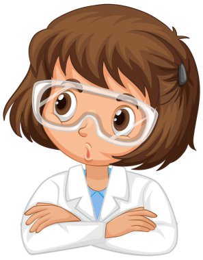 Tecrit edilmiş laboratuar önlüklü kız.