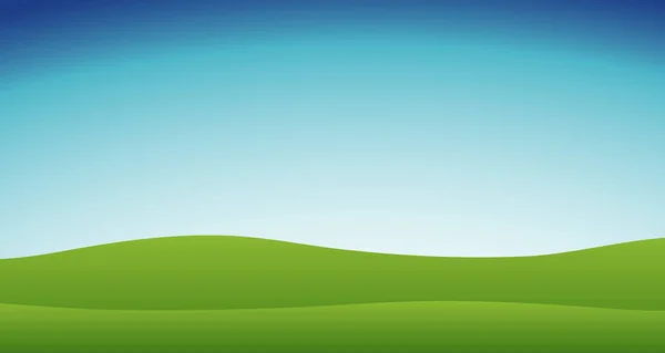 Cena de fundo com céu azul e grama verde — Vetor de Stock