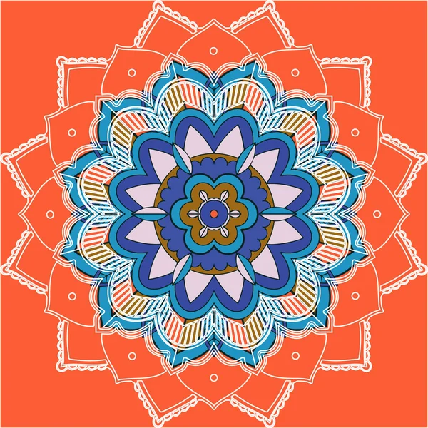 Modèles de mandala sur fond orange — Image vectorielle