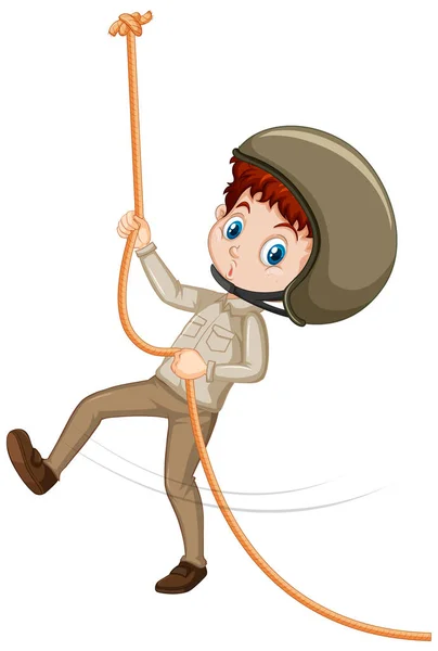 Safari Girl Hanging Rope Cartoon Character Sticker Illustration