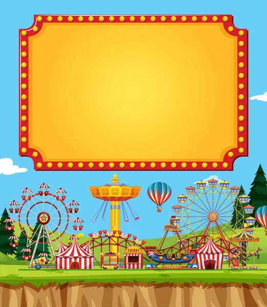 Scène de cirque avec gabarit de signe dans le ciel — Image vectorielle