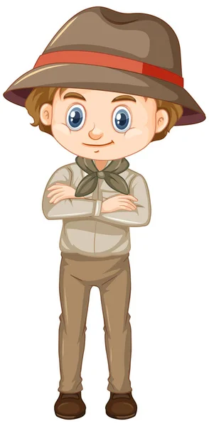 Boy in safari costume on white background — Stock Vector