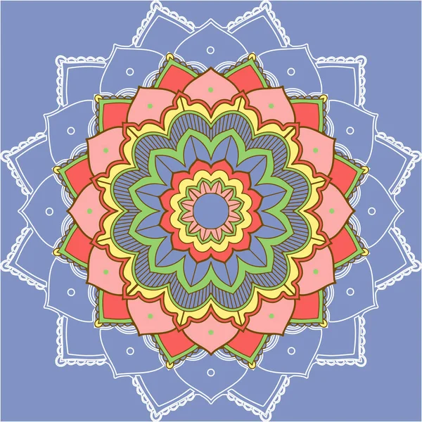 Mandala-Muster auf blauem Hintergrund — Stockvektor